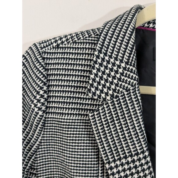 Talbots Old Money Preppy Blazer Size 12P Houndstooth Black White Plaid Retro - Picture 3 of 11